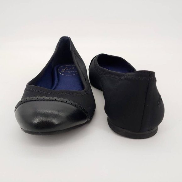 Jack Rogers Womens Bree Ballet Flats Shoes Black Slip On Cap Toe 5.5 M New - Picture 3 of 10